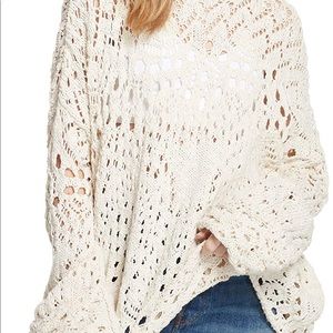 Free People Womens Traveling Lace Knit Sweater